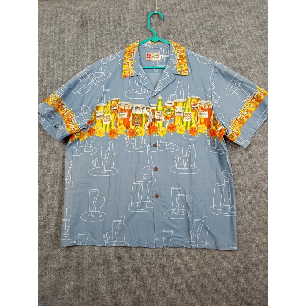 Hilo Hattie Hawaiian Shirt Mens XL Beer Aloha Tropical Camp Button Front